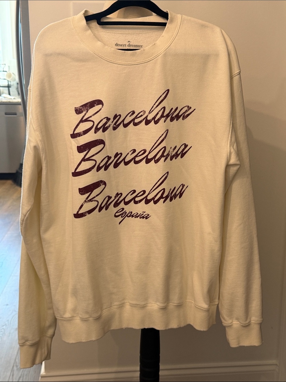 Free People Cream Crewneck with Burgundy Barcelona Trio Crewneck sold out M